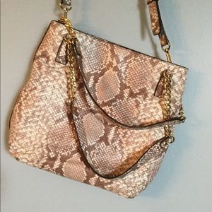 MK snake print leather handbag